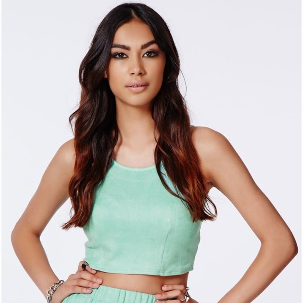 MIssguided Sirena Mint Faux Suede Crop Cami Top